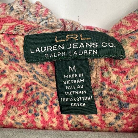 Lauren Ralph Lauren Women's Paisley Top Pink Ruffle Neck Medium Feminine - Picture 4 of 9